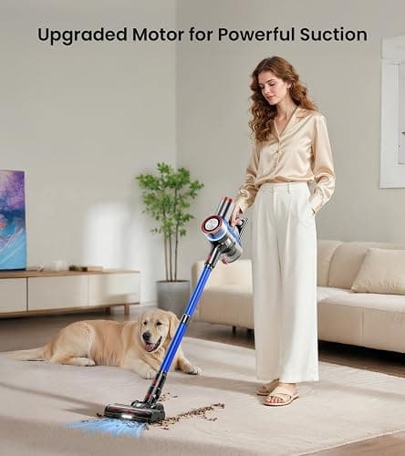 NADALY Cordless Vacuum Cleaner, 550W 45Kpa 65Mins Vacuum Cleaners for Home, Stick Vacuum with LED Display, Anti-Tangle, Self-Standing, 8-in-1 Lightweight Vacuum for Hardwood Floor/Carpet/Pet Hair thumbnail 2