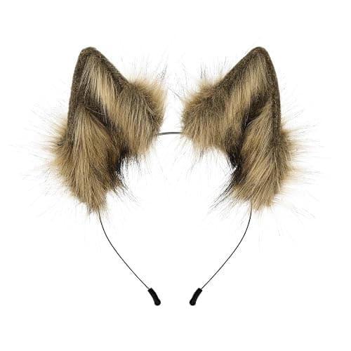 SMILETERNITY Animal Wolf Fox Ears Headband Cute Furry Faux Fur Handmade Hair Hoop for Cosplay Party Halloween - Image 1