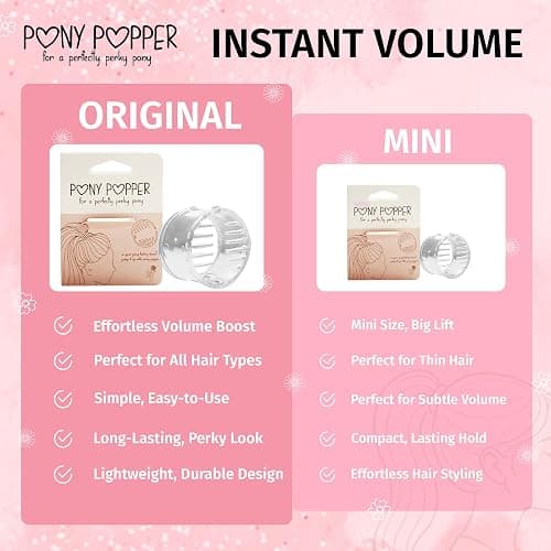Pony Popper Clip – High Ponytail Holder for Full, Voluminous Styles, Versatile Accessory for All Hair Types, Ponytail Volumizer for Thick & Long Hair, Fancy Accessories for Women, Clear Pony Popper thumbnail 8