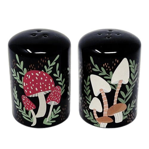 Steel Mill & Co. Mushroom Salt & Pepper Shakers, Cute Novelty Mushroom Decor, Cottagecore/Hippie/Fairycore Kitchen Accessories - Image 1