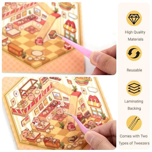 20 Sets DIY 3D Sticker Scene Collection Book for Kids Adults Cute Make Your Own Shop House Stickers for Gifts Stickers Therapy for Adult Relief Stress Pass The Time Play Park Hamburg Castle Library thumbnail 5