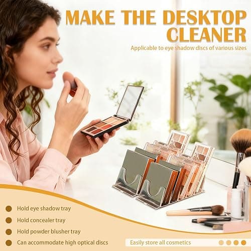 LOURCQVO Makeup Organizer, Slanted Eyeshadow Palette Organizers with 5 Slot Display Cases, Cosmetic Make Up Storage Holder Fit Cd, Vanity, Drawer, Counter, 4 Pack thumbnail 6