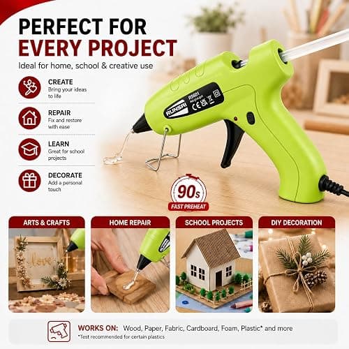 RUNSAI® Hot Glue Gun for Crafting, Mini Hot Melt Glue Gun Kit 30W | Rapid Heating, Anti Drip, 30pcs 7mm Sticks for Arts/ Floristry/School Crafts/ DIY/Home Repair, Professional for Adults Kids thumbnail 9