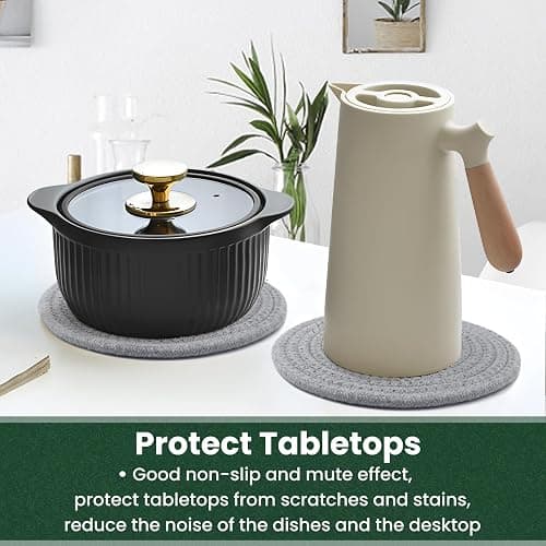 KITLAB 8 Inch Trivets for Hot Dishes, Hot Pots and Pans, Thick Heat Resistant Large Coaster for Kitchen, Hot Pads, Kitchen Essentials, Kitchen Decor for Table & Countertop, 6 Pcs thumbnail 6