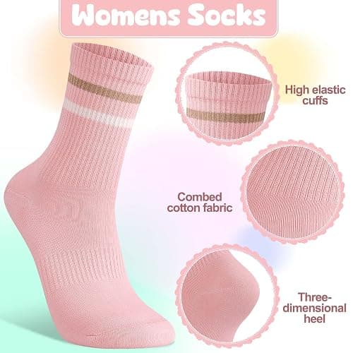 Zuimei 8 Pairs Ladies Socks Women Socks 4-7 Multipack Cotton Sports Gym Leisure Crop Breathable Crew Ankle Trainer Walking Casual Socks for Womens thumbnail 4