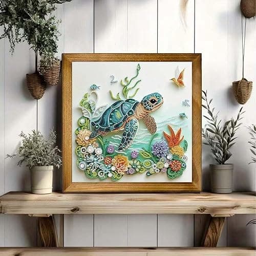 ZQEATRY Sea Turtle Animal Special Shape Diamond Art Kits for Adults,5D Diamond Painting Kits for Beginner,DIY Diamond Crystal Rhinestones Painting Kits for Home Wall Decor Gift 11.8 X 11.8inch thumbnail 3