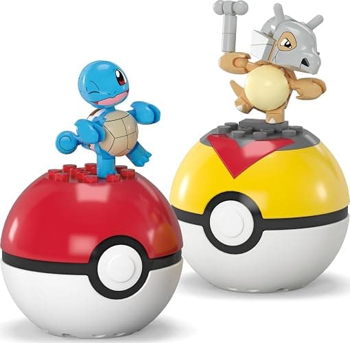 MEGA Pokémon Building Toys Set Squirtle & Cubone with 45 Pieces, 2 Poseable Characters and Poké Ball, 2 Inches Tall, for Kids thumbnail 4