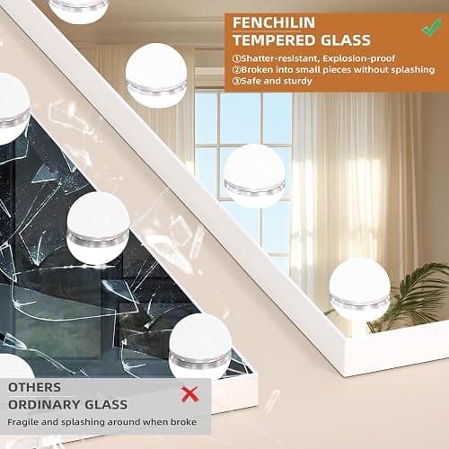 FENCHILIN Miroir Maquillage avec 18 Ampoules LED Miroir Coiffeuse Lumineux avec Port USB Grand mirroir maquilleur Lumineux avec 3 Modes déclairage Miroir Hollywood Coiffeuse Blanc 80x60 cm thumbnail 3