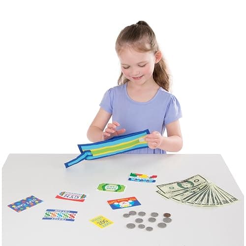 Melissa & Doug Pretend-to-Spend Toy Wallet With Play Money and Cards (45 pcs), Blue - FSC Certified thumbnail 9