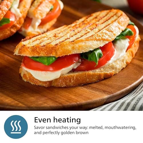 Philips 5000 Series Sandwich Maker - 3 Plate Sets for Paninis, Sandwiches, and Waffles, Nonstick Grill Plates, Cut-and-Seal, 750W Power, Black (HD2350/80) thumbnail 4