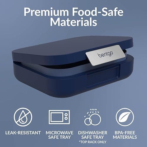 Bentgo Modern Adult Bento Lunch Box with 3-4 Compartments | Leak-Resistant, 5.5-Cup Capacity, Adjustable Divider, Microwave & Dishwasher-Safe Tray (Navy) thumbnail 4