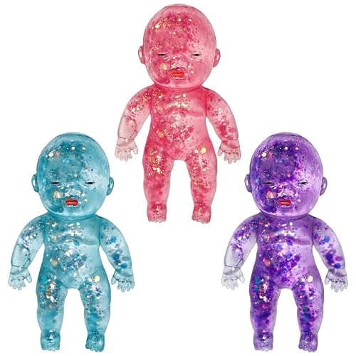 Glitter Doll Squishies Stress Ball, Squishy Babies Sensory Fidget for Stress Relief, Soft Cute Squeeze, Portable Desk Decor & Relaxing Gift for Adults (3-Color Mixing) - Image 1