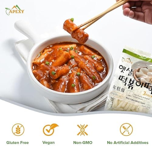 Apexy Korean Rice Cake Tteokbokkik Rice Cake, Chewy Tteok, Authentic Korean Street Food Snack, Perfect with Cheese and Ramen Noodles, No MSG, No Corn Syrup, Vegan and Gluten Free, Non-GMO 21.16 oz thumbnail 4