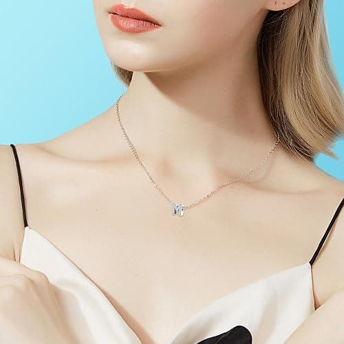 Jokmeo 925 Sterling Silber Buchstaben Charms mit Cubic Zirkonia Steinen, Alphabet A-Z Buchstaben Bead fit Pandora Armbänder für Frauen Mädchen Geburtstag DIY Schmuck Geschenk - M thumbnail 5