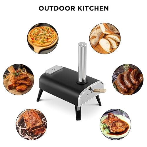 aidpiza Pizza Oven Outdoor 12" Wood Fired Pizza Ovens Pellet Pizza Stove for outside, Portable Stainless Steel Pizza Oven for Backyard Pizza Oven - black thumbnail 5