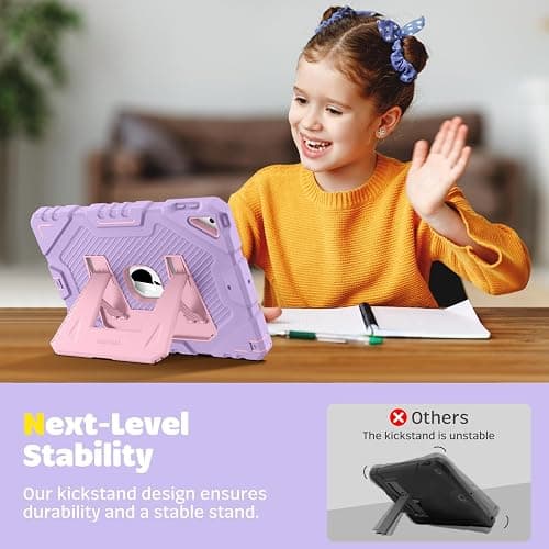 Fintie Case for iPad 9th Generation (2021) / 8th Generation (2020) / 7th Gen (2019) 10.2 Inch, Fully-Body Rugged Heavy Duty Shockproof Protective Case with Built-in Kickstand for Kids, Purple thumbnail 5