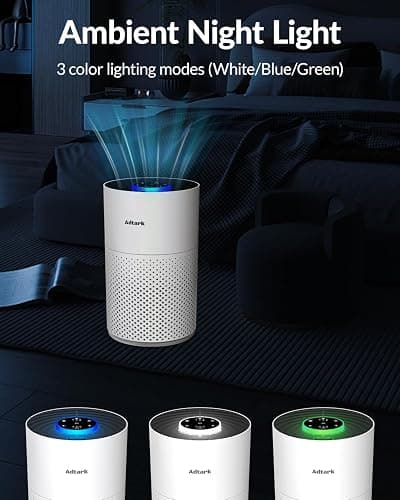 Air Purifiers for Home Bedroom, ADTARK Air Cleaner with H14 True HEPA 3-in-1 Filter, Sleep Mode & Aroma Function, 3 Light Modes, Room Air Purifier with 3 Timer for Office, Dorm, Hotel (White) thumbnail 9