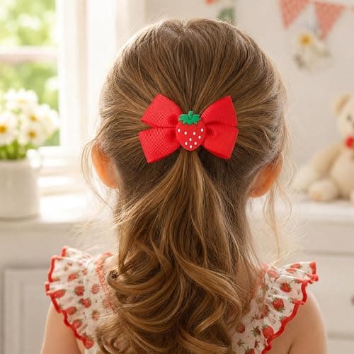4 Pcs Strawberry Hair Clips Cute Sweet Cherry Hair Bows | Strawberry Hair Accessories for Baby Toddlers Girls Teens Christmas Halloween thumbnail 5