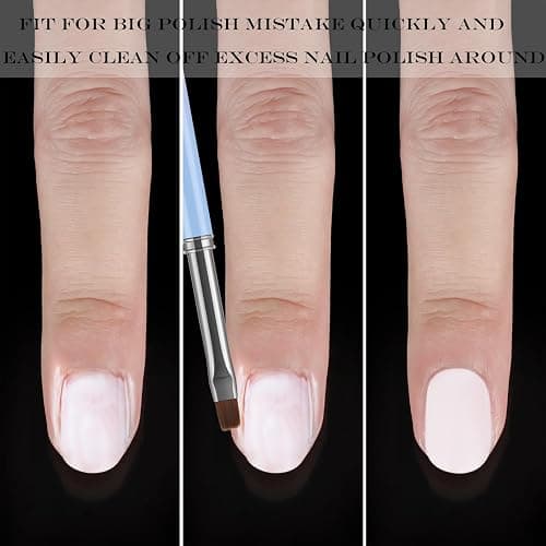 JASSINS Nail Art Clean Up Brushes, 3 Pcs Flat/Oval/Fine Angled Gel Nail Brushes,For Nail Art Design Painting DIY and Cleaning Polish Mistake on the Cuticles (Color) thumbnail 2