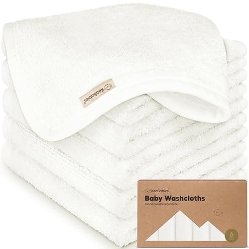 6-Pack Organic Baby Washcloths - Soft Viscose from Bamboo Washcloth, Baby Wash Cloths, Baby Wash Cloth for Newborn, Kids, Bath Baby Towels, Face Towel, Face Cloths for Washing Face (White) - White