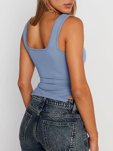 Trendy Queen Double Lined Crop Tank Top for Women Cute Summer Backless Shirt Spring Y2K Top Junior Going Out Concert Vacation thumbnail 4