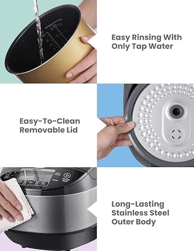 COMFEE' Rice Cooker, Japanese Large Rice Cooker with Fuzzy Logic Technology, 11 Presets, 10 Cup Uncooked/20 Cup Cooked, Auto Keep Warm, 24-Hr Delay Timer thumbnail 7