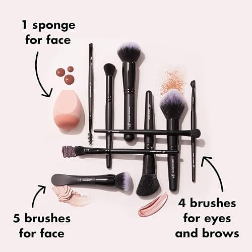 e.l.f. Ten Out Of Ten Brush Set, 10 Piece Brush Kit, Brushes For Face Makeup, Eyes, Brows & More, Made With Synthetic Bristles, Vegan & Cruelty-Free thumbnail 2