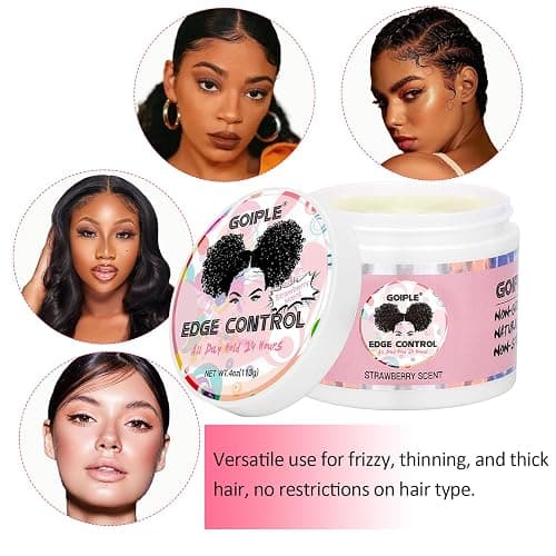 Strong Hold Edge Control Hair Styling Gel - Non-Greasy No Flaking Pomade With Long-Lasting Temples Styling Cream, Anti-Frizz and Silk Hair Bonnet Brush Set thumbnail 9