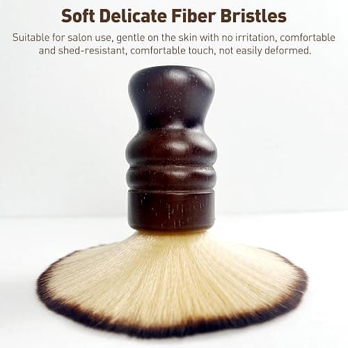 Jaasuee Large Neck Duster Soft Nylon Hair Barber Brush with Wooden Handle Face Cleaning Hairbrush for Haircuts and Styling Kits, Brown thumbnail 5