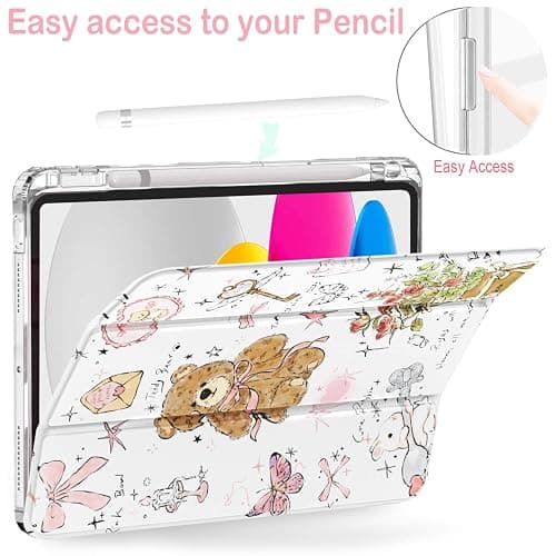 Feams Case for iPad A16 11th Generation 11 Inch 2025, iPad 10th Generation 10.9 Inch 2022 Case Clear Back Cover with Pencil Holder & Auto Sleep, Cute Girls' Daily thumbnail 4