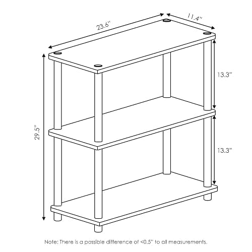 Furinno TURN-N-TUBE Storage Shelves, 3-Tier Book Shelf, Corner Shelf, Toolless Open Shelves, for Organization and Storage, Living Room, Garage, Home Office, Pink thumbnail 3