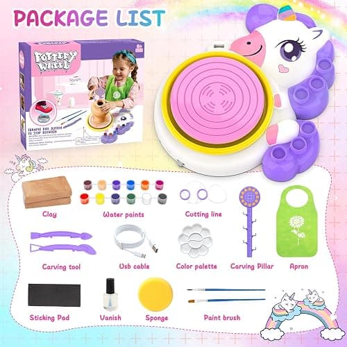Pottery Wheel for Kids, Arts and Crafts for Kids Ages 8-12, Complete Pottery Painting Craft Kit with Clay, Art Supplies for Kids Toys Girls Birthday Christmas Gift for 6 7 8 9 10 11 12+, Purple thumbnail 2