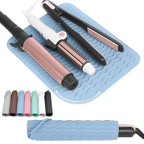 WRORUNER Larger Size Silicone Heat Resistant Mat for Curling Irons, Flat Irons, Hair Straightener and Other Hair Styling Tools, Portable Hot Tools Pad Cover for Travel Vanity Salon(12.0" x 9.0") - Image 1