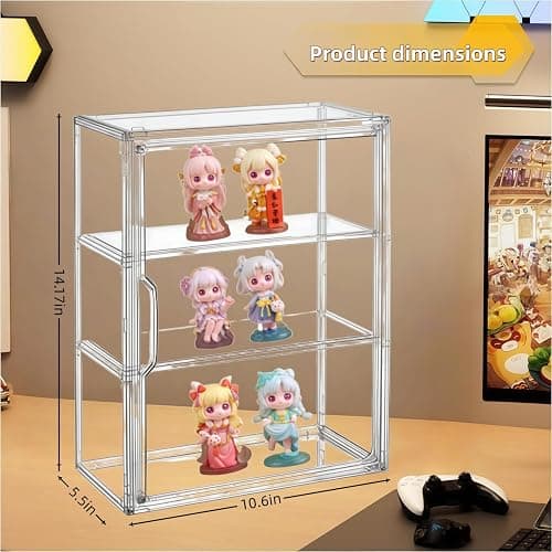 Three Layer Transparent Display Cabinet, Stackable Acrylic Storage Cabinet, dust-Proof and Moisture-Proof Desktop for Character Display Cabinet thumbnail 3
