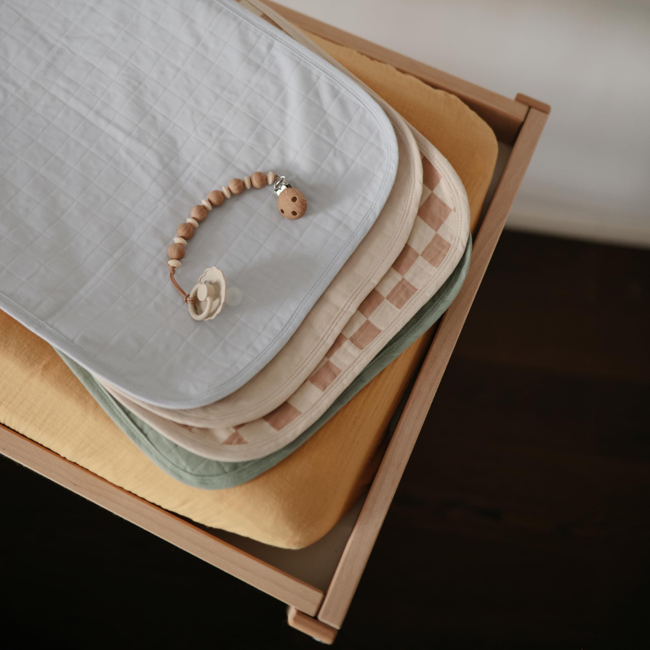 mushie Waterproof Changing Pad Liners | 100% Organic Cotton | Set of 3 (Check Combo) - Check Combo thumbnail 6