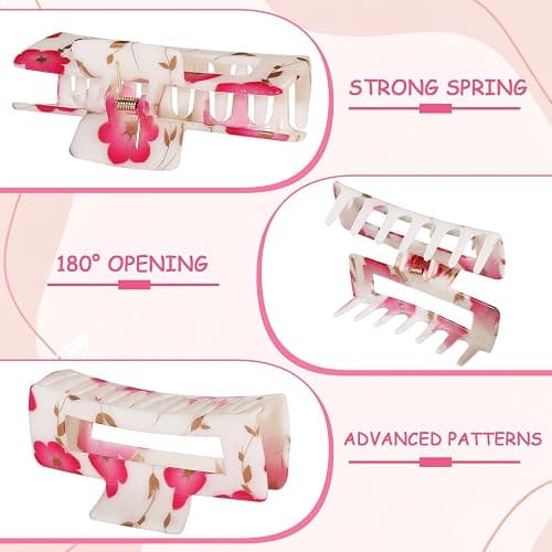 laxizar 4 Pcs Hair Clips 4.1 Inch Claw Cips Floral Hair Accessories thumbnail 3