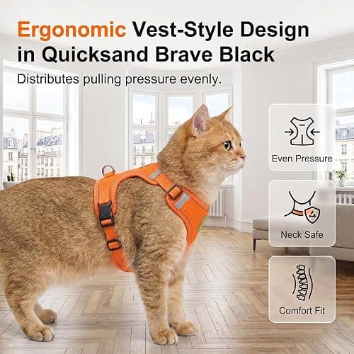 Cat Harness and Leash, 2026 New Cat Harness Escape Proof for Small Medium Large Cats, Breathable Adjustable Vest Harnesses with Reflective Strip for Walking Travel Camping (Orange, S) thumbnail 8