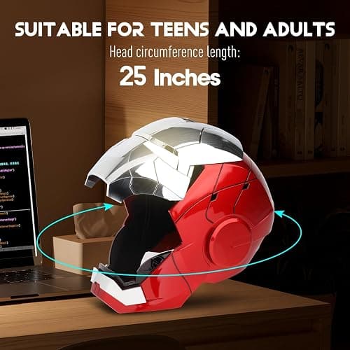 Iron-Man MK 5 Wearable Electronic Helmet with Voice & Remote Control, LED Eyes & Sound Effects - Perfect Superhero Cosplay, Movie Prop, and Collectible for Adults - Ideal Gift for Halloween，Christmas thumbnail 3