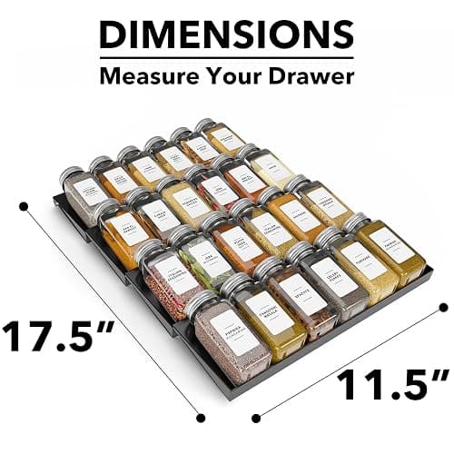 SpaceAid Spice Drawer Organizer with 24 Spice Jars, 378 White Minimalist Spice Labels, 4 Tier Seasoning Rack Tray Insert for Kitchen Drawers, 11.25" Wide x 17.5" Deep thumbnail 2