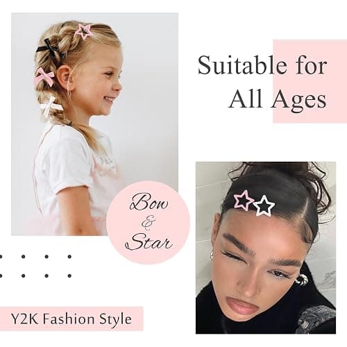 YAEISM 24PCS Bow Hair Clips - 3 Colors Satin Mini Hair Bow Clips Y2K Star Barrettes Bowknot Metal Snap Hair Accessories for Women Girls, Black thumbnail 4