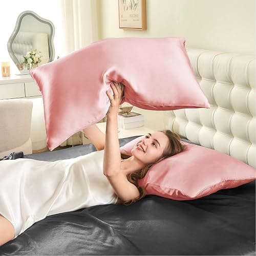 INFIIXSO Silk Pillow Cases 2 Pack Standard Size, Ultra Smooth & Soft Mulberry Silk Pillow Case for Hair and Skin, Breathable Cooling Silk Pillowcase with Hidden Zipper (Blush Pink, 20x26 Inches) thumbnail 2