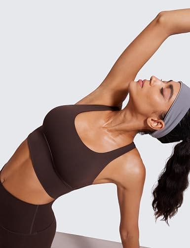 CRZ YOGA Naked Feeling Strappy Longline Sports Bras for Women - Medium Impact Criss Cross Yoga Padded Workout Crop Top thumbnail 4