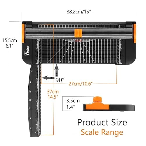 Firbon A4 Paper Cutter 12 Inch Titanium Paper Trimmer Scrapbooking Tool with Automatic Security Safeguard and Side Ruler for Craft Paper, Coupon, Label and Cardstock (Black) - 1-black thumbnail 3