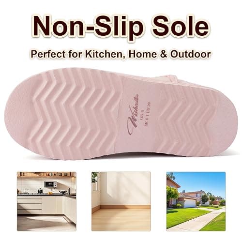 Wishcotton Women's Cozy Short Bootie Slippers, Winter Warm Hard Bottom House Shoes with Fuzzy Lining for Indoor Outdoor thumbnail 5
