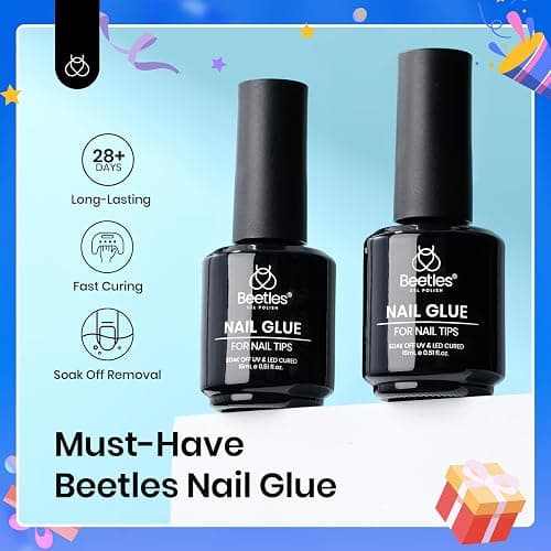 beetles Gel Polish 9 In 1 Gel Nail Glue for Clear Acrylic Nail Tips 2 Pcs 15ml Long Lasting Nail Gel Kit for False Nails Tips, Base Blooming Nail Gel, Fall Halloween Nails, U V Light Required thumbnail 2