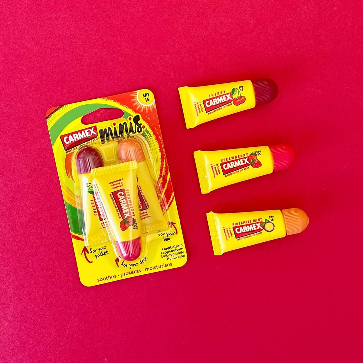 CARMEX MINIs 3 x 5g tubes: Strawberry, Pineapple Mint and Cherry thumbnail 6