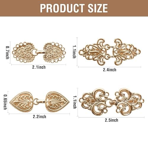 TACVEL 4 Pieces Vintage Sweater Shawl Cape Cloak Clips Retro Cardigan Collar Clasp Dress Shirt Brooch thumbnail 2