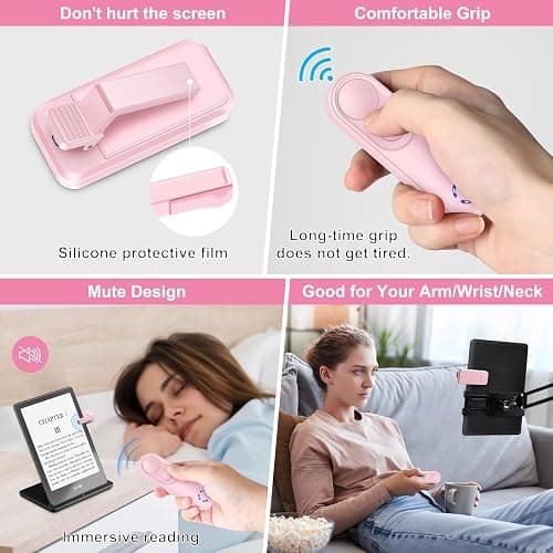 Smanu RF Remote Control Page Turner for Kindle Paperwhite Oasis Kobo eReaders, Remote Camera Shutter and Video, Remote Page Turner Clicker for iPad Tablets Reading Novels(Pink) thumbnail 6