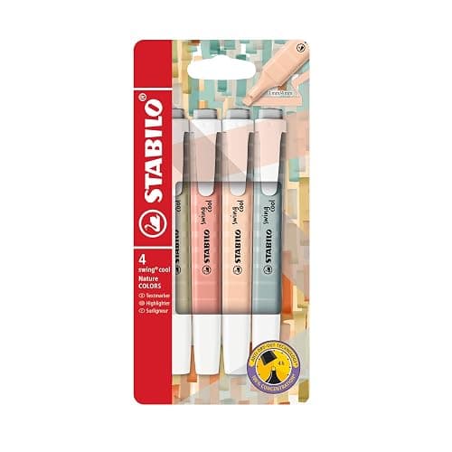 STABILO - Textmarker - swing cool NatureCOLORS - 4er Pack - schlammgrün, siena, beige, grünerde - Image 1