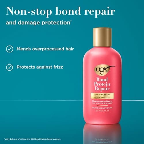 OGX Repair & Protect Bond Protein Repair Pre-Shampoo, Pre-Shampoo Treatment, Formulated without Para-bens, Sulfate-Free Surfactants, 8.4 fl. oz thumbnail 2